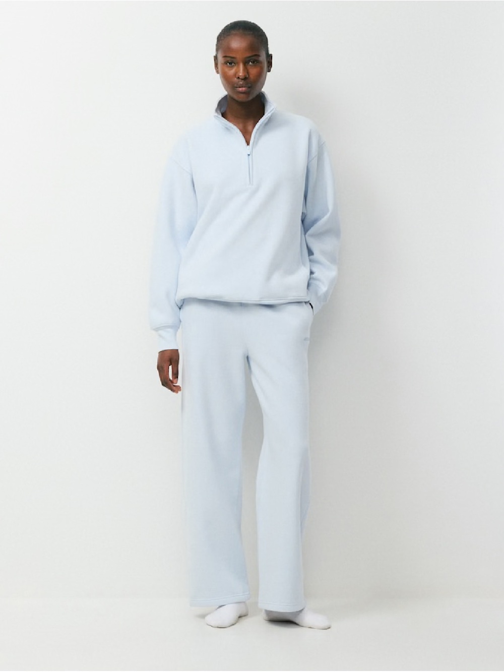 Aritzia Cozy Sweatfleece Light Blue wide leg sweatpants NWOT